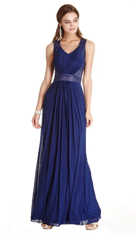 Aspeed Design - Chic V-neck Sheath Evening Dress