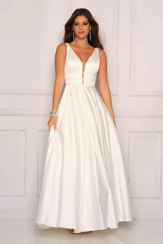 Dave & Johnny 10971 - Midriff Embellished V-Neck Bridal Gown