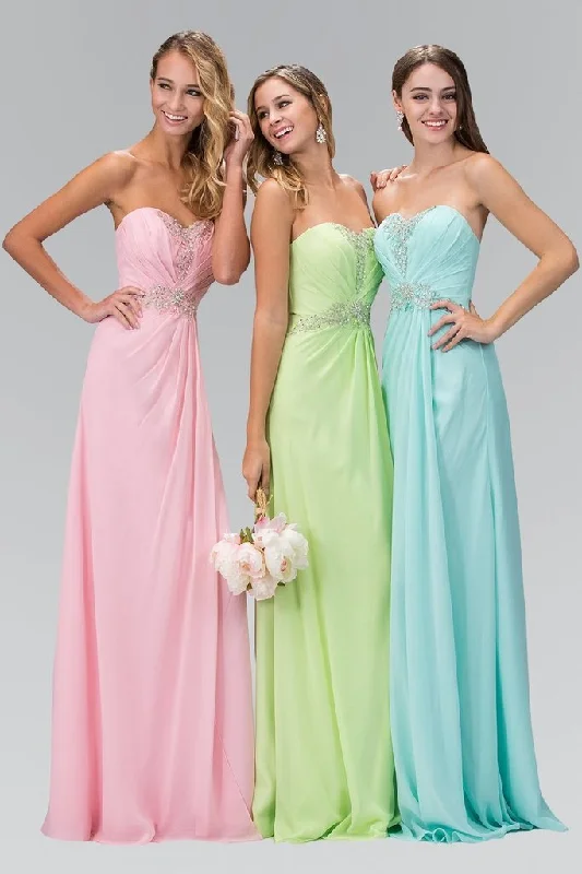 Elizabeth K Strapless Sweetheart Crystal Jeweled Long Dress GL2060 - 1 Pc Pink in Size XL Available