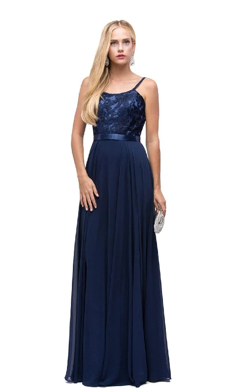 Dancing Queen - 9914 Embroidered Scoop A Line Evening Dress