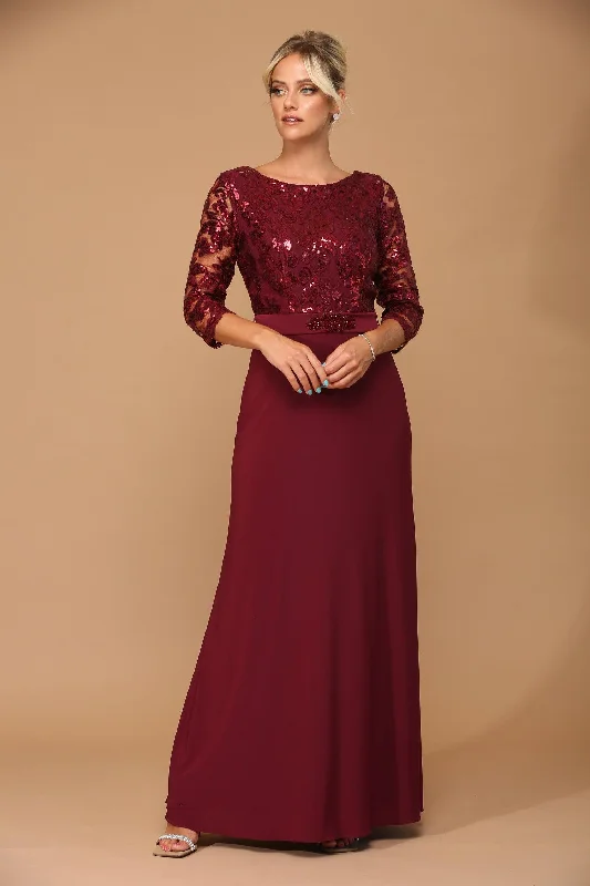 Long Mother of the Bride Formal Evening Gown