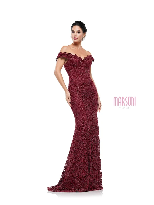 Marsoni by Colors - Off Shoulder Sheath Lace Gown M221