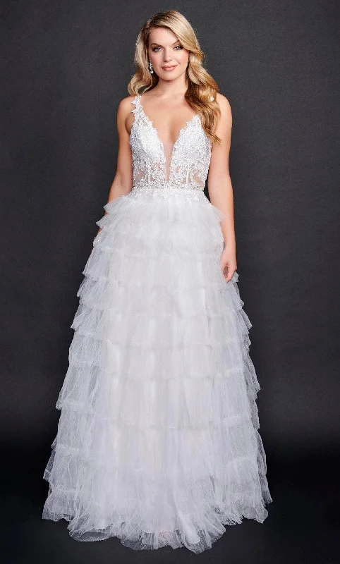 Nina Canacci 3226 - Tulle Lace A-line Tiered Gown