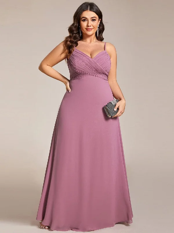 Plus Size Draped Back Criss-Cross Chiffon A-Line Dress