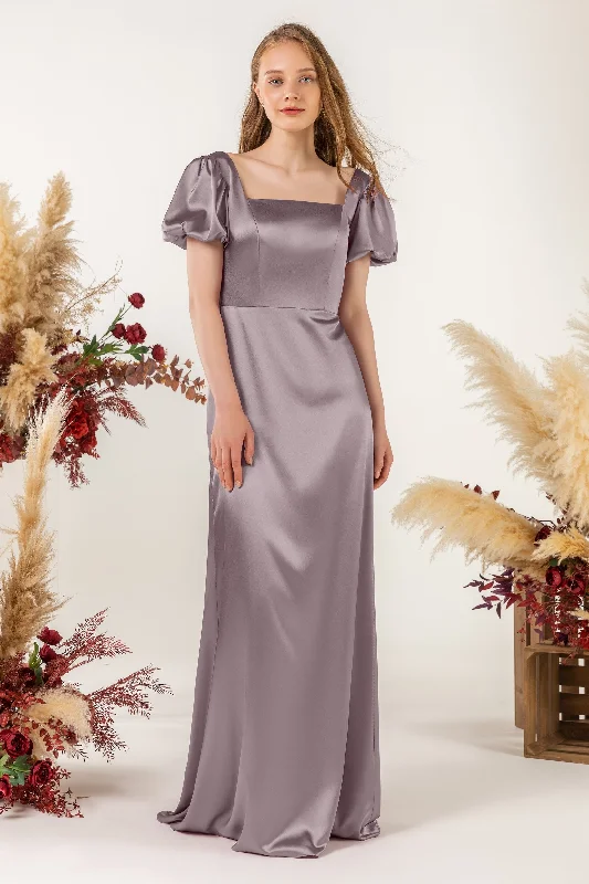 Sheath Sweep Luxe Satin Bridesmaid Dress Formal Dresses CB0511