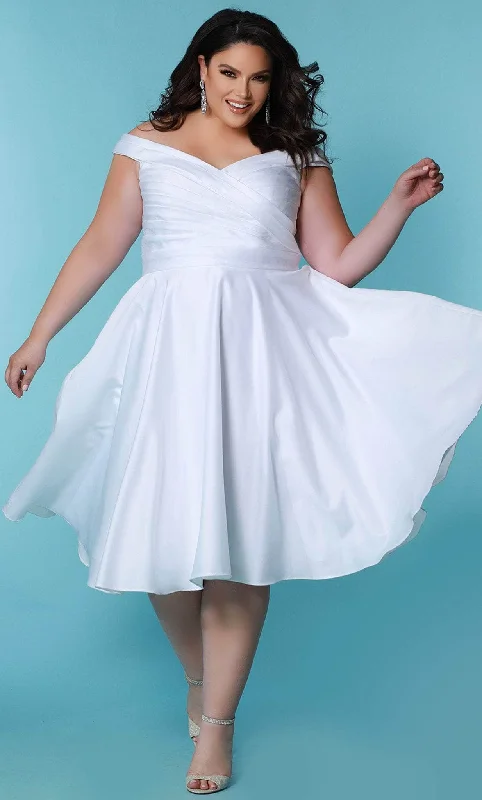 Sydney's Closet Bridal SC5302 - Midi Off Shoulder White Dress