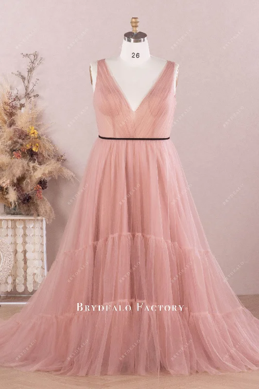 Vintage Mauve Tulle Plus Size Evening Homecoming Dress