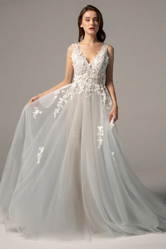 A-Line Court Train Tulle Wedding Dress CW2325