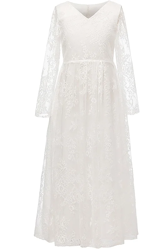 A-Line Floor Length Lace Flower Girl Dress CF0301