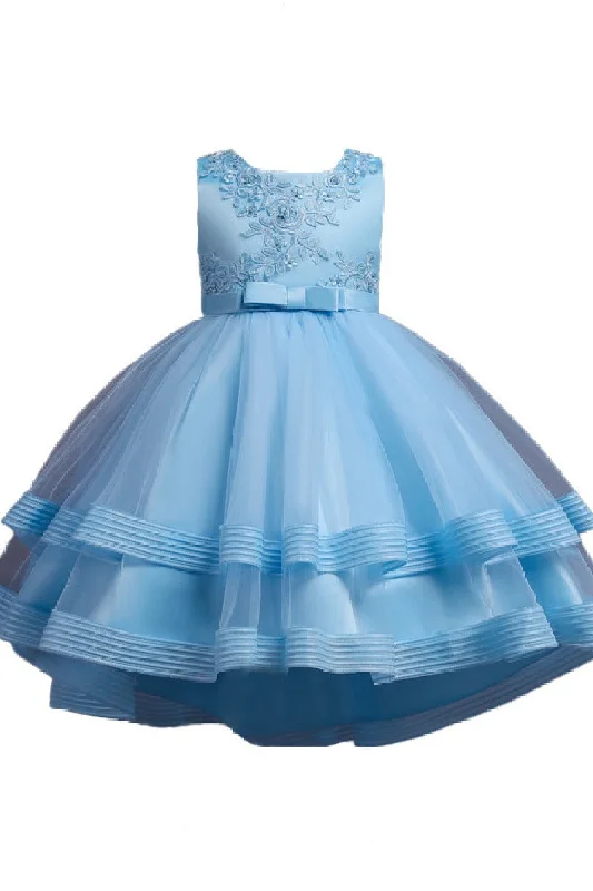 A-line knee length tulle lace flower girl dress 650726840248