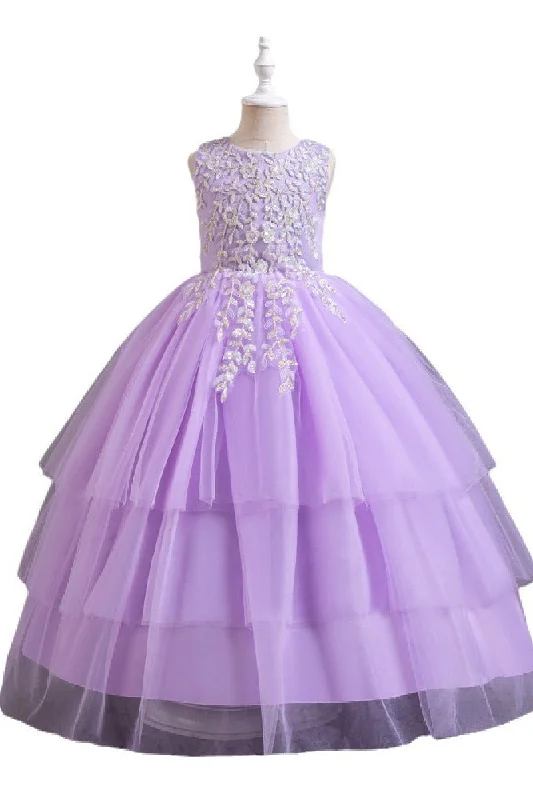 Ball Gown Floor Length Tulle Lace Flower Girl Dress 782011191239