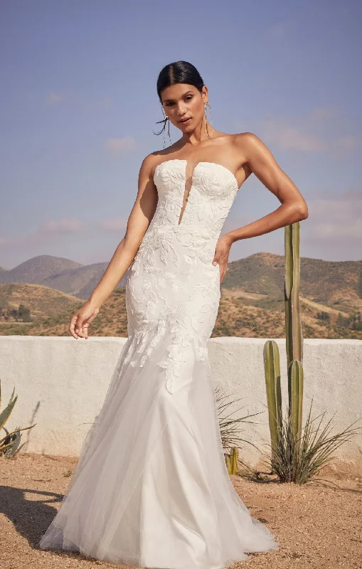 Casablanca Beloved BL432 Colt Mermaid Strapless Embroidered Sequin Floral Lace Deep V-Neck Wedding Gown