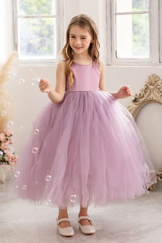 Light Purple Tulle Simple Pretty Little Girl Dress