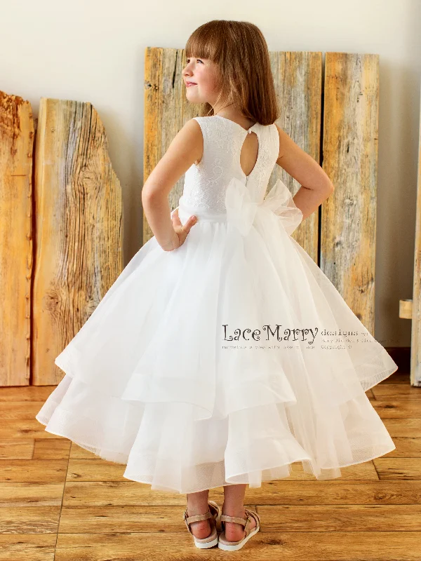 MISHA / Princess Flower Girl Dress with Horsehair Organza Skirt