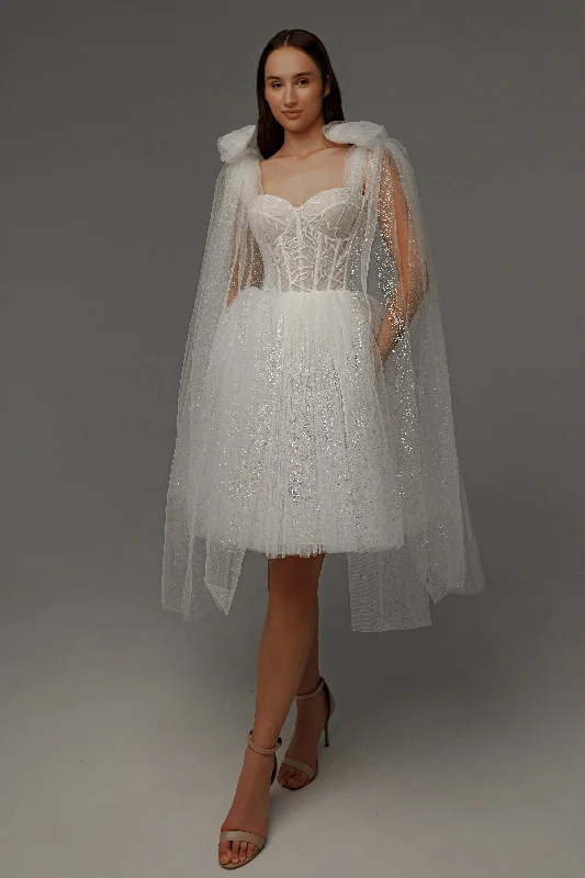 Short Wedding Dress Helena with Detachable Straps