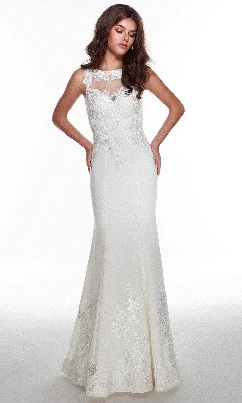 Alyce Paris 7015 - Embroidered Sleeveless Bateau Wedding Dress