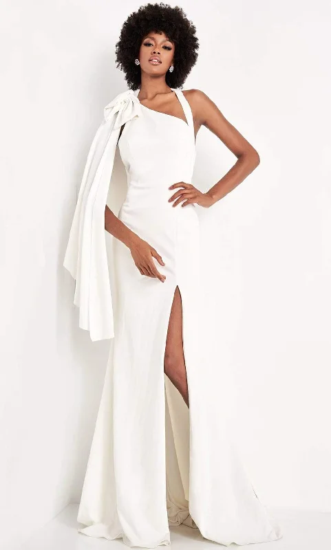 JVN by Jovani - JVN2516 Asymmetric Sheath Dress With Slit and Train