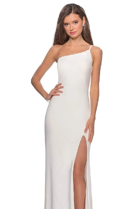 La Femme - One Shoulder High Slit Sheath Dress 28176SC