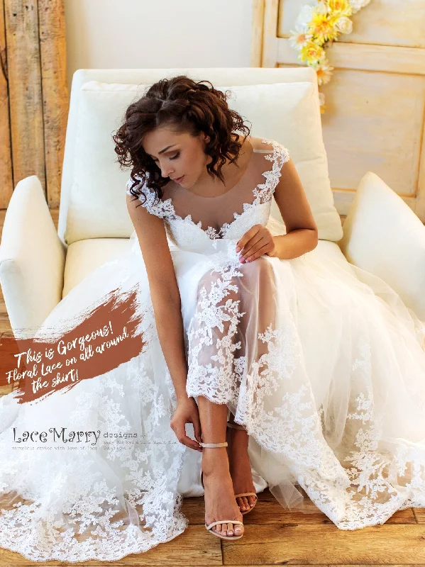 Lacy A-Line Skirt Boho Wedding Dress