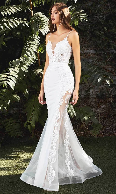 Ladivine Bridals - CD937W Plunging Neck Lace Apllique Bridal Gown