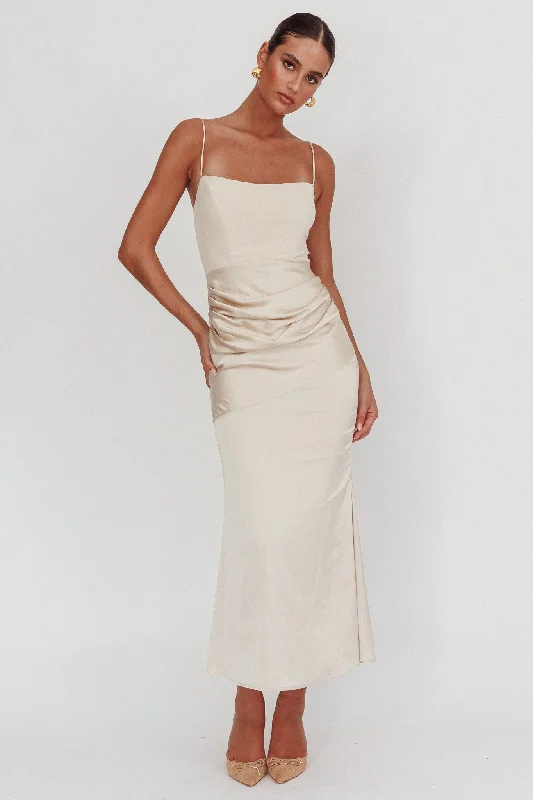 Morella Draped Waist Maxi Dress Champagne