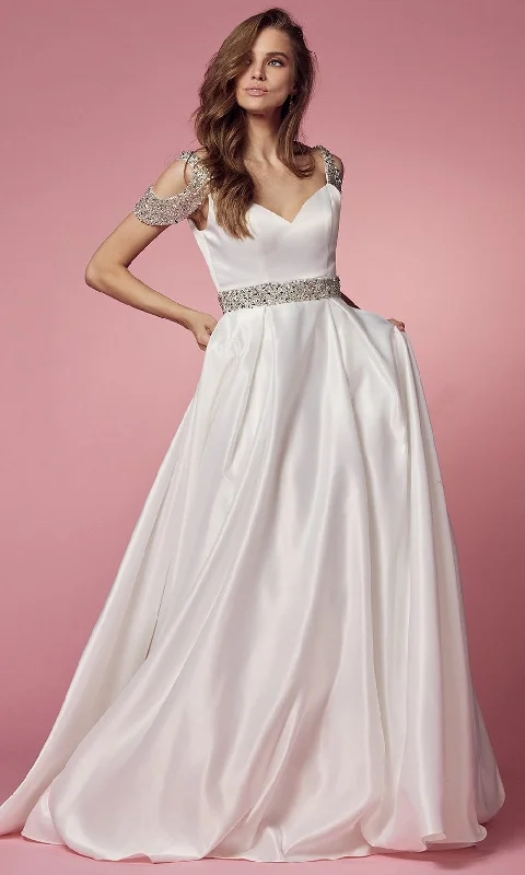 Nox Anabel Bridal R224W - Cold Shoulder Bridal Gown