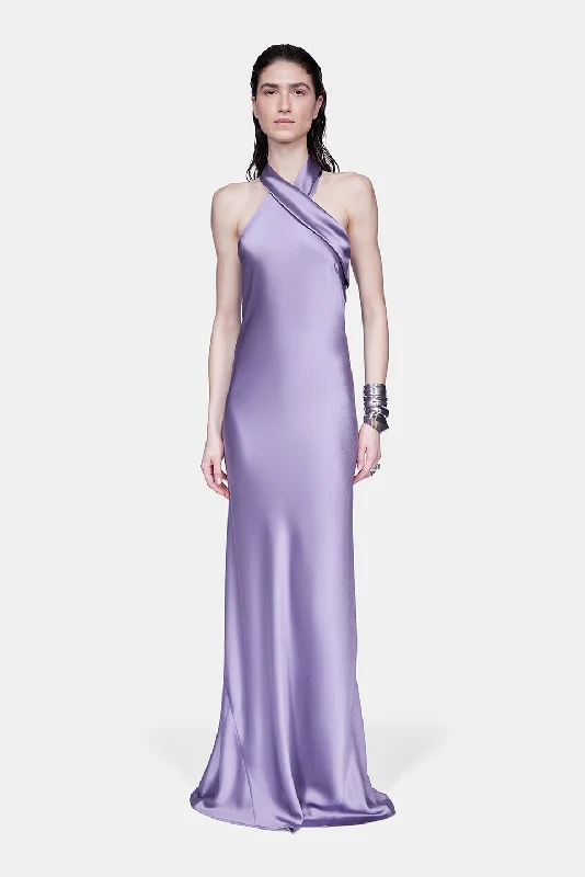 Satin Pandora Dress - Purple Steel