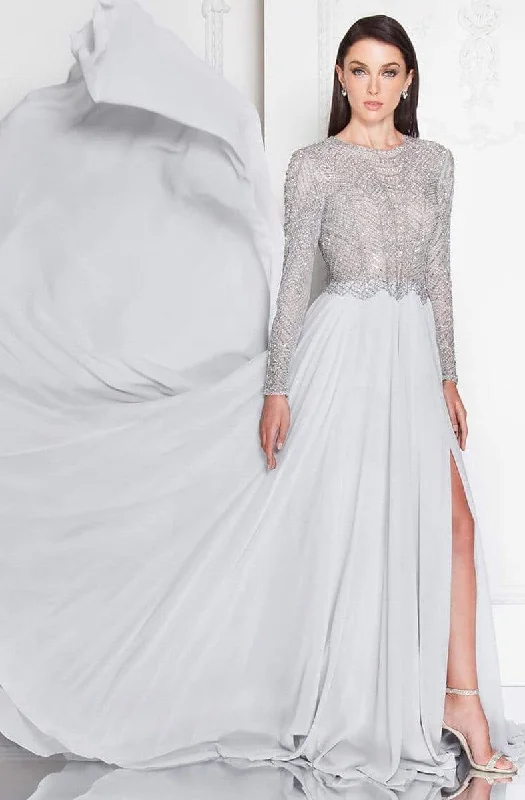 Terani Couture - 1813M6703 Shimmering Long Sleeve Evening Gown