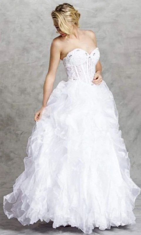 Trevi Collection Bridal - LH032 Corset Bod Ruffled Wedding Gown